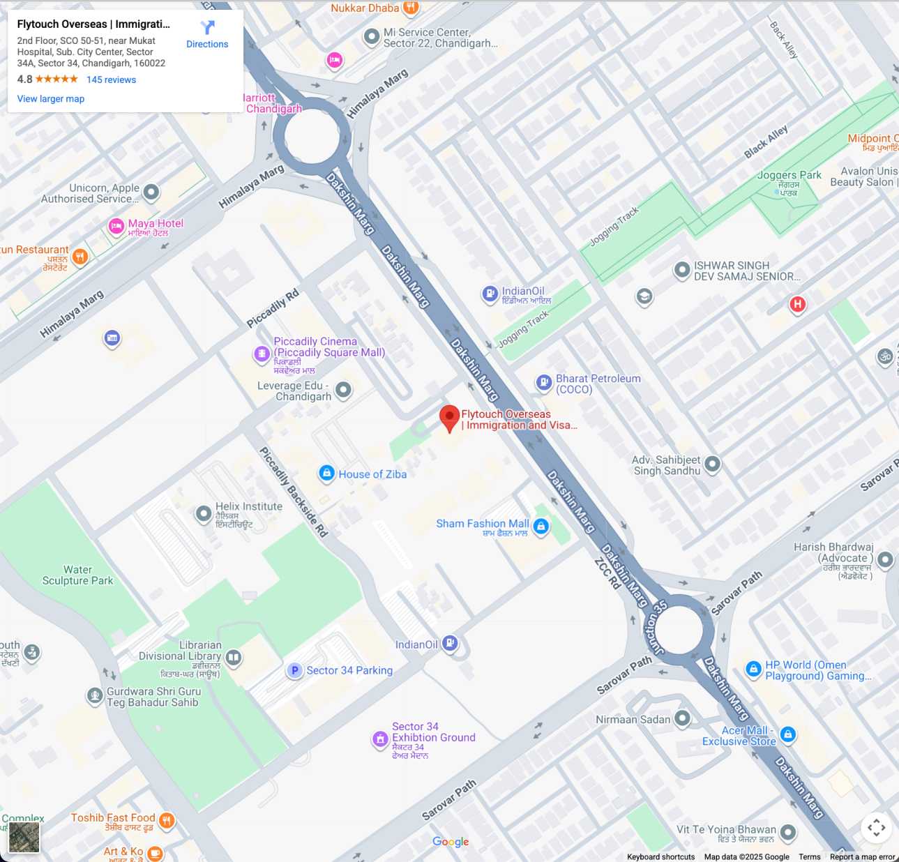 SCO 50-51, 2nd Floor, Near Mukat Hospital, Sector 34A, Chandigarh 160022