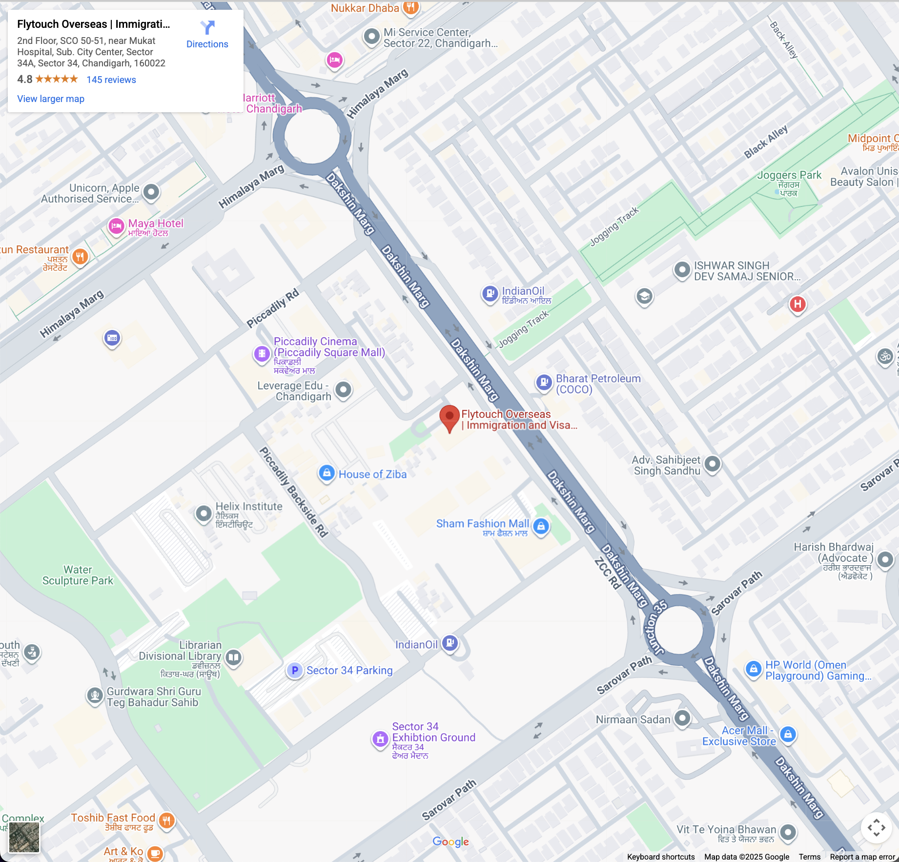SCO 50-51, 2nd Floor, Near Mukat Hospital, Sector 34A, Chandigarh 160022